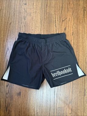 Men's Black Athletic Shorts- heelhookvlt Grappling MMA and Muay Thai Shorts